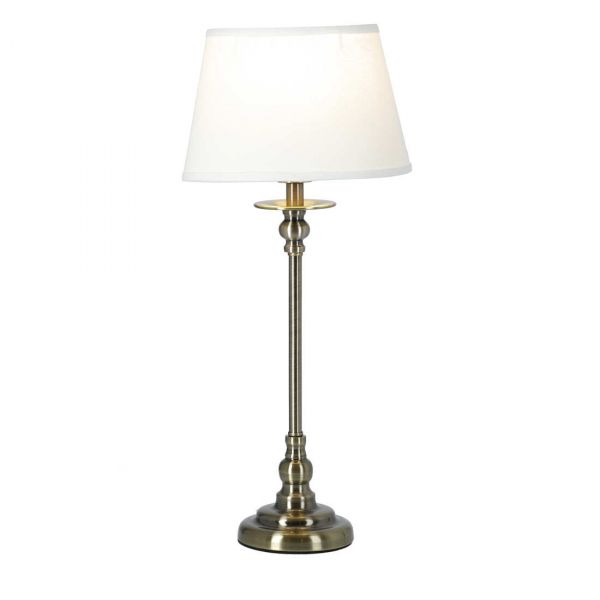Ester bordlampe lille antik / hvid oval lampeskærm 47cm