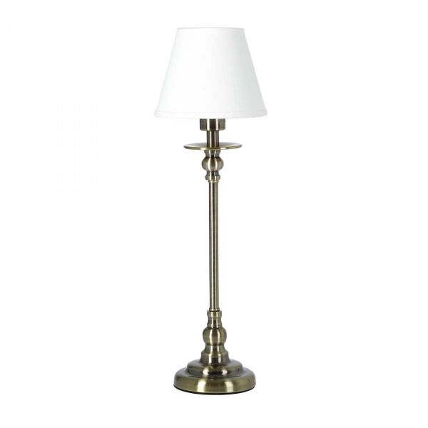 Ester bordlampe lille antik / hvid lampeskærm 47cm