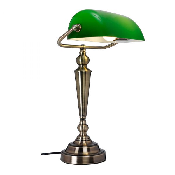 The Banker Bordlampe Antik/Grøn 41cm
