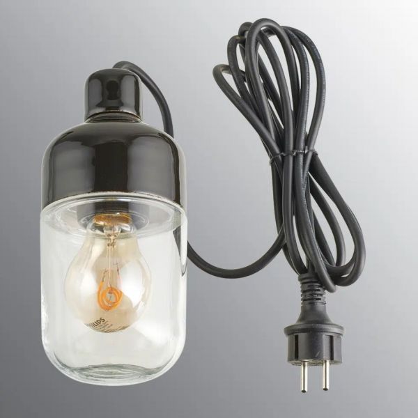 Ohm Loftslampe Udendørs 22cm IP44 sort Klart glas