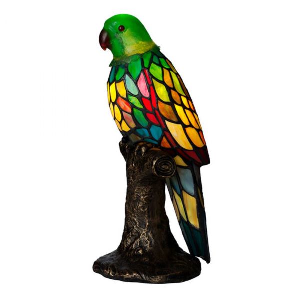 Papegoja Grøn Tiffany Bordlampe