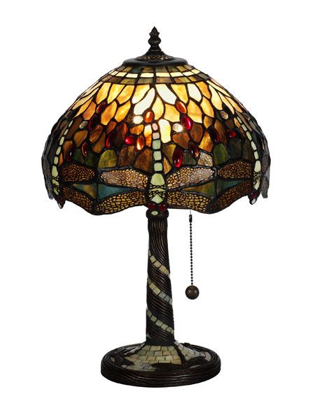 Trollslända Oliv Tiffany 30cm Bordlampe