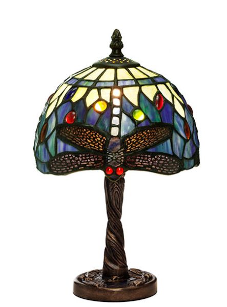 Trollslända Safirblå 20cm Tiffany Bordlampe