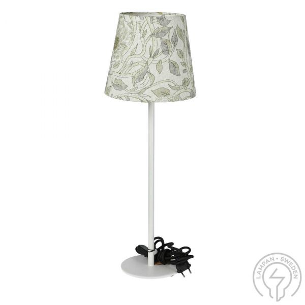 Bordlampe Hvid med Mia Ophelia Pink Lampeskærm 20Cm
